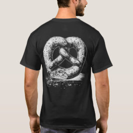 ホワイトプリントプレインスケッチプレッツェルフロント&バック Tシャツ