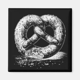 ホワイトプリントプレインスケッチプレッツェル マグネット