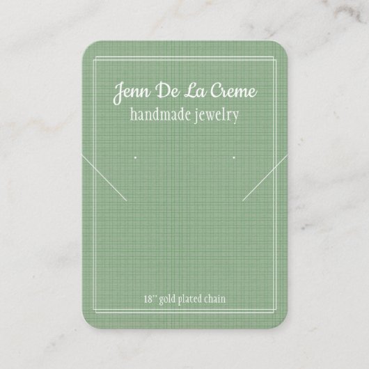 ホワイトプリントミントグリーンジュエリーディスプレイ コーリングカード (正面)
