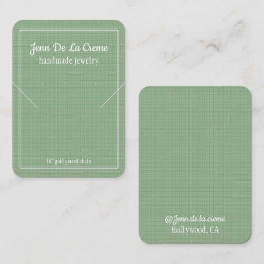 ホワイトプリントミントグリーンジュエリーディスプレイ コーリングカード (正面/裏面)