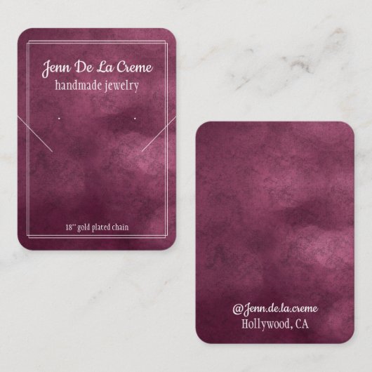 ホワイトプリント紫色の宝石トーンジュエリー表示 コーリングカード (正面/裏面)