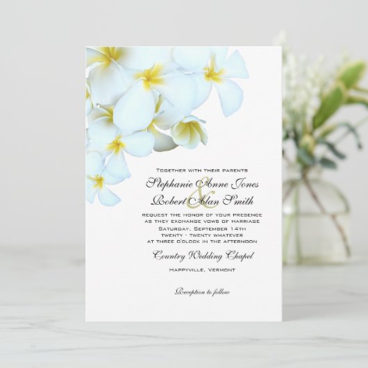 ホワイトプルメリアビーチ結婚式招待状 招待状 (スタンド正面)