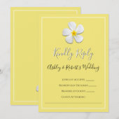 ホワイトプルメリアフラワーオンイエロー, RSVP 招待状 (正面/裏面)