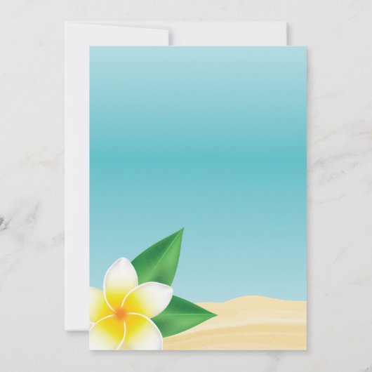 ホワイトプルメリアフランギパニアイランドビーチ結婚式 招待状 (裏面)