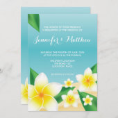 ホワイトプルメリアフランギパニアイランドビーチ結婚式 招待状 (正面/裏面)