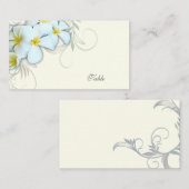 ホワイトプルメリア空白のエスコートカード プレイスカード (正面/裏面)