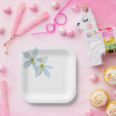 ホワイトプルメリア開花紙プレート ペーパープレート (パーティー)