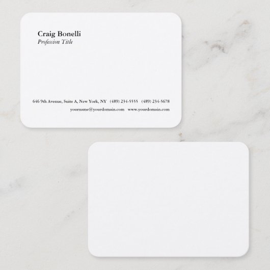 ホワイトプレミアムシルクミニマリストモダンプロフェッショナル 名刺 (正面/裏面)