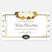 ホワイトプロダクトラベルオレンジ色のバラ葉ズジュエリーロゴ 長方形シール (正面)