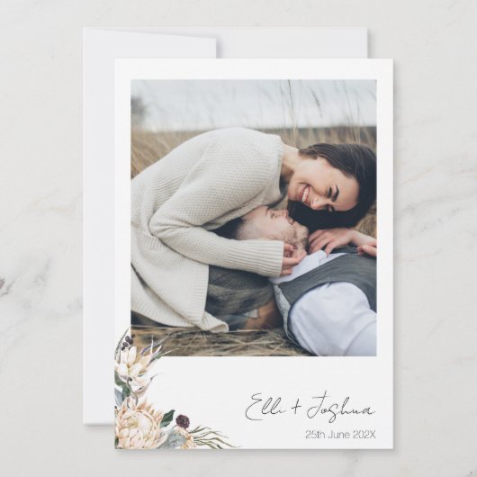 ホワイトプロテアモダン書道結婚王 招待状 (裏面)