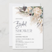 ホワイトプロテア パンパスグラス ブライダルシャワー 招待状 (正面)