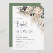 ホワイトプロテア パンパスグラス ブライダルシャワー 招待状 (正面/裏面)