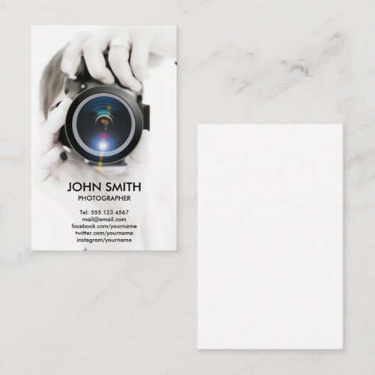 ホワイトプロフェッショナル写真家 名刺 (正面/裏面)