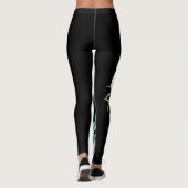 ホワイトプロムフラワーズコサージュデザインストライプのブラック レギンス (裏面)