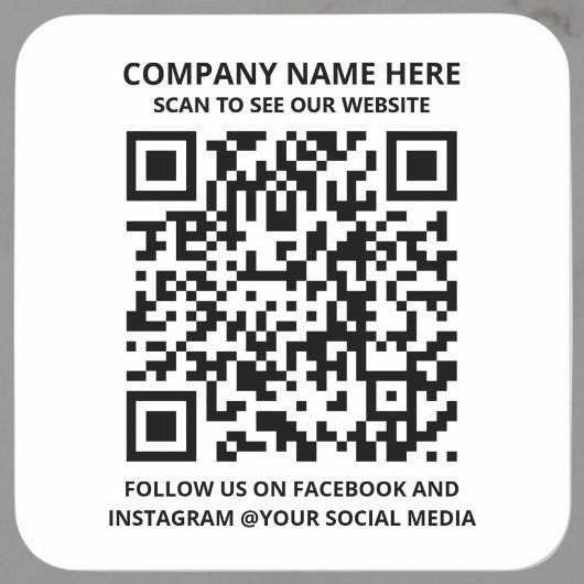 ホワイトプロモーションQRコードモダンビジネスステッカー スクエアシール