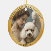 ホワイトプードルエンジェルパーソナライズされたメモリアル セラミックオーナメント (左)