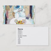 ホワイトプードルカップケーキティーパーティー名刺 名刺 (正面/裏面)