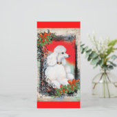 ホワイトプードルクリスマスヴィンテージスタイルカード シーズンカード (スタンド正面)