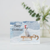 ホワイトプードルクリスマス ポストカード (スタンド正面)