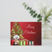 ホワイトプードルクリスマス ポストカード (スタンド正面)