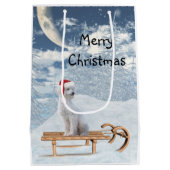 ホワイトプードルクリスマス ミディアムペーパーバッグ (裏面)