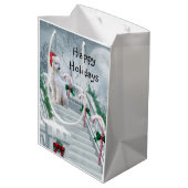 ホワイトプードルクリスマス ミディアムペーパーバッグ (裏面アングル)