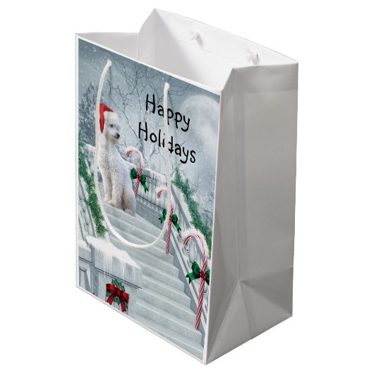 ホワイトプードルクリスマス ミディアムペーパーバッグ (裏面アングル)
