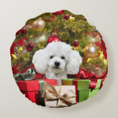 ホワイトプードルクリスマス ラウンドクッション (裏面)