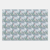 ホワイトプードルクリスマス ラッピングペーパーシート (正面)