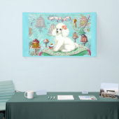 ホワイトプードルケーキカップケーキバナー 横断幕 (トレードショー)