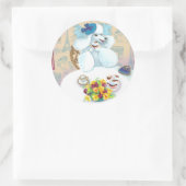 ホワイトプードルティーパーティーとカップケーキ ラウンドシール (バッグ)