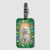 ホワイトプードルドッグアクリル荷物タグ ラゲッジタグ (正面縦)