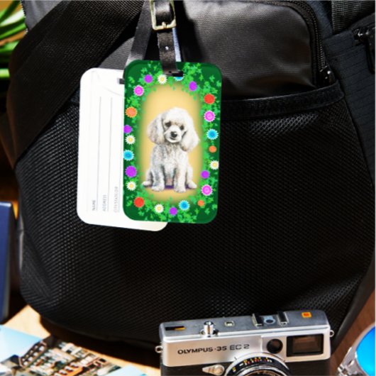 ホワイトプードルドッグアクリル荷物タグ ラゲッジタグ