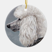 ホワイトプードルドッグアートオーナメント セラミックオーナメント (正面)