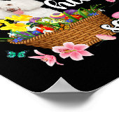 ホワイトプードルハッピーイースターデイイースターカラフルエッグ ポスター (角)