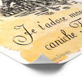 ホワイトプードルパリエッフェルタワーヴィンテージプリント ポスター (角)