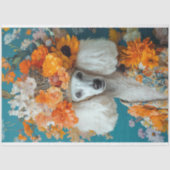 ホワイトプードルフランスのポートレートデコページ 薄葉紙 (正面)