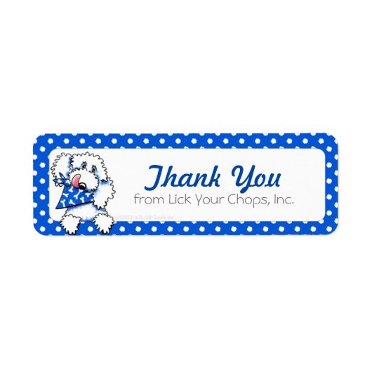 ホワイトプードルブルードットペットフードのビジネスラベル ラベル (正面)