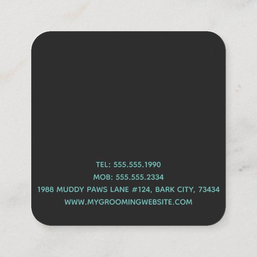 ホワイトプードルペットグルーミング スクエア名刺 (裏面)