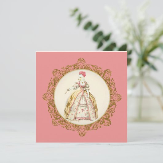 ホワイトプードルマリアントワネットスタイル招待状 招待状 (スタンド正面)