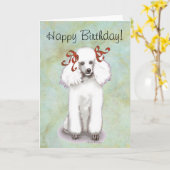 ホワイトプードル誕生日カード カード (黄色い花)