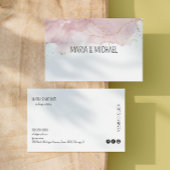 ホワイトヘアサロンバラ金ゴールド手書き 名刺