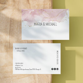 ホワイトヘアサロンバラ金ゴールド手書き 名刺