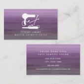 ホワイトヘアツールサロン美容師パープグラデーションル 名刺 (正面/裏面)