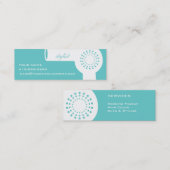 ホワイトヘアドライヤー&ティール(緑がかった色)スタイリストカード スキニー名刺 (正面/裏面)