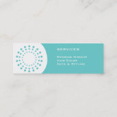 ホワイトヘアドライヤー&ティール(緑がかった色)スタイリストカード スキニー名刺 (裏面)