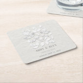 ホワイトヘブンの結婚式の日付を保存 スクエアペーパーコースター (アングル)