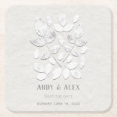 ホワイトヘブンの結婚式の日付を保存 スクエアペーパーコースター (正面)