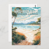 ホワイトヘブンビーチクイーンズランドオーストラリアトラベルアート ポストカード (正面/裏面)