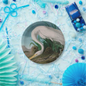 ホワイトヘロンバードオブアメリカオードボンプリント ペーパープレート (パーティー)